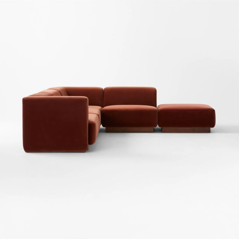 Terrain 5-Piece L-Shaped Bronze Brown Velvet Sectional Sofa With Left Arm 4 Terrain 5-Piece L-Shaped Bronze Brown Velvet Sectional Sofa With Left Arm - Image 4