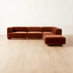 Terrain 5-Piece L-Shaped Bronze Brown Velvet Sectional Sofa With Left Arm