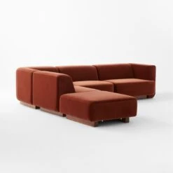 Terrain 5-Piece L-Shaped Bronze Brown Velvet Sectional Sofa With Right Arm -Cb2 Sales 2024 Terrain5PcVlvtRASect3QSSS23