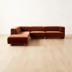 Terrain 5-Piece L-Shaped Bronze Brown Velvet Sectional Sofa With Right Arm