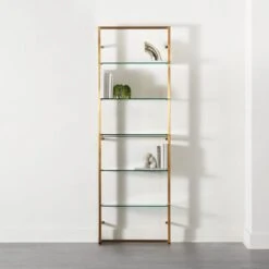 Tesso Brass Metal Wall Mount Bookshelf -Cb2 Sales 2024 TessoBrushedBrassBookcsSHS20 1x1