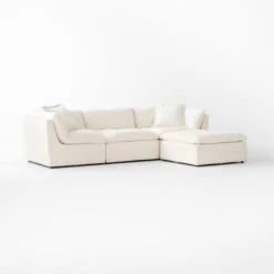 Turn 4-Piece Off-White Performance Velvet Sectional Sofa -Cb2 Sales 2024 Turn4PcCreamSect3QSSS23