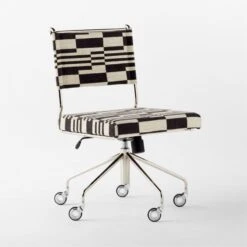 Vicino Black And White Patterned Upholstered Office Chair -Cb2 Sales 2024 VicinoPatternedChair3QSSS23