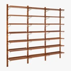 Walnut Modular Triple Shelf 88" -Cb2 Sales 2024 WalnutMod88TripleShelf3QF18