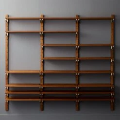Walnut Modular Triple Shelf 88" -Cb2 Sales 2024 WalnutMod88TripleShelfRO5F18