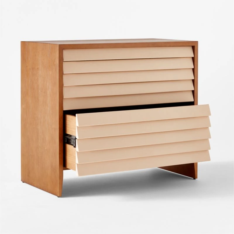 Wane Wood 2-Drawer File Cabinet With Vegan Leather Drawers 4 Wane Wood 2-Drawer File Cabinet With Vegan Leather Drawers - Image 4